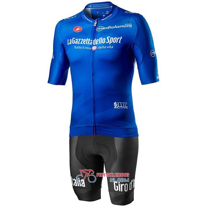 Giro d'Italia Fietsshirt Met Korte Mouwen 2020 en Korte Koersbroek Blauw